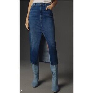 MOTHER The Reverse Pencil Pusher Denim Midi Maxi Skirt Hue Are You? Size 25 NWT